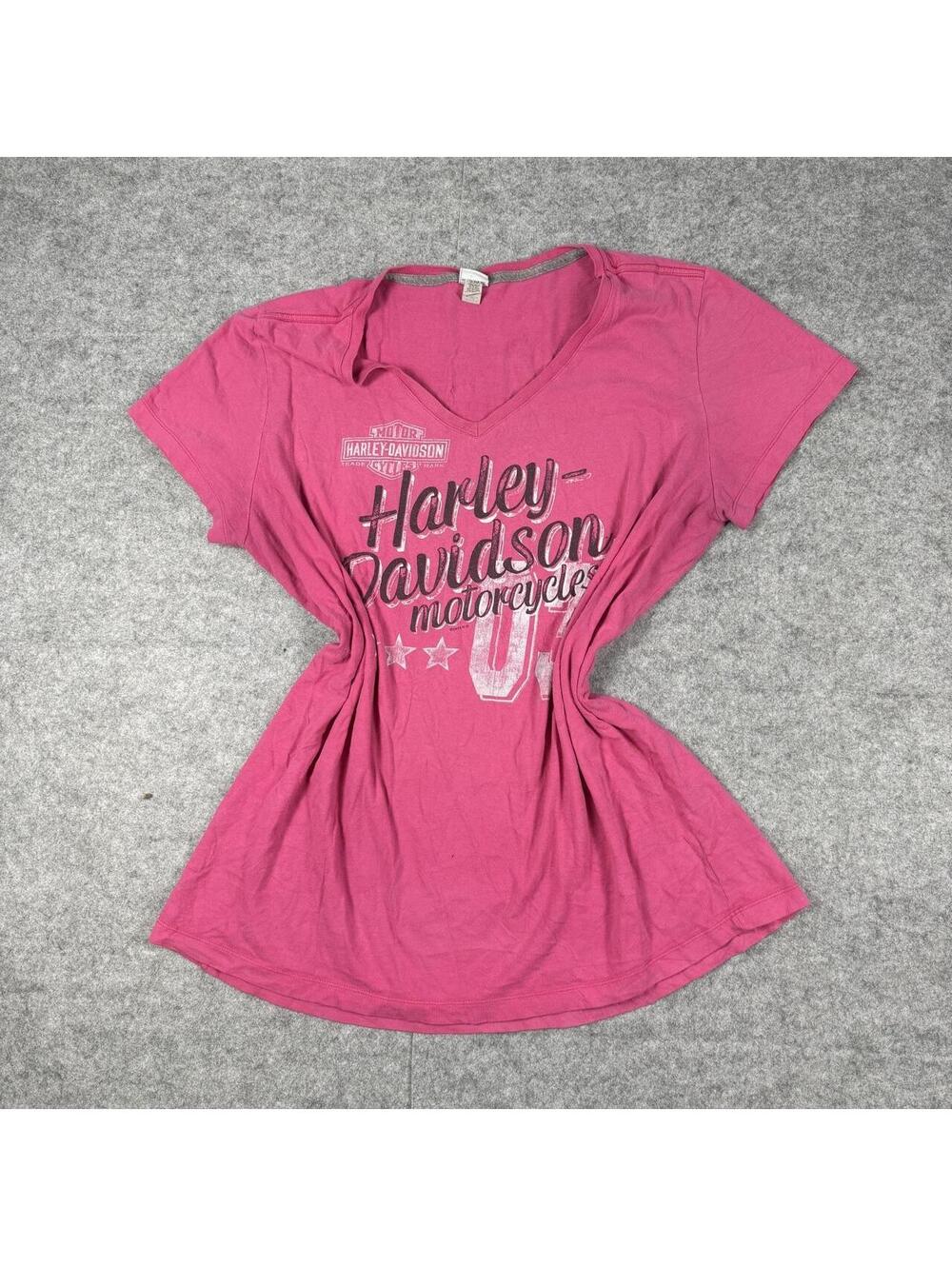 Vintage Y2K Harleys Davidson Pink Top Grunge Biker T-Shirt Size XL